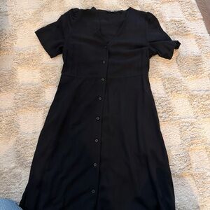 Uniqlo Black Mini Dress with Button Front